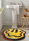 Estmy Be Happy Badteppich, niedlich, Retro, Vintage, rund, rutschfest, waschbar, groovig, flippig, bunt, abstrakt, Hippie, Trippy, ästhetisch, Kinder-Badteppich, zottelige Bodenmatte,