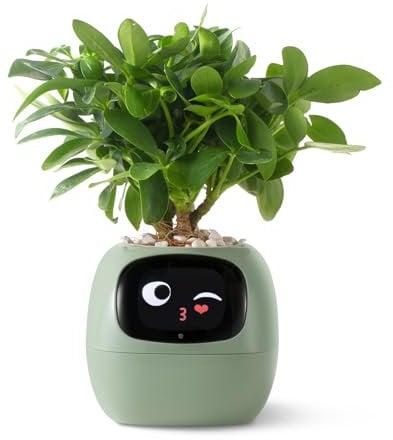 PLANTSIO Smart Pet Robot de jardinage avec émojis pour l'entretien des plantes avec émojis, adorable compagnon de plante avec interaction gestuelle riche, cadeau d'installation de bureau soignée