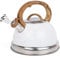 Belle Vous Bouilloire Sifflante Induction Texture Blanche - Théière 3L pour Cuisinière et Plaque à Induction - Bouilloire de Camping en Acier Inoxydable pour Thé et Café