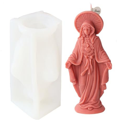Xidmold Silikonform Mutter Maria, Jungfrau Maria Kerzenform, Heilige Jungfrau Maria Silikon Form für Sojawachs Kerzen, Skulptur, Seife, Epoxidharz, Figur, Handwerk (D)