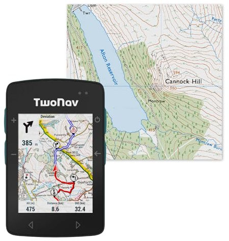 TwoNav Roc (32 GB) + Full Great Britain Topo Ordance & Survey 1:25.000 map, GPS bike computer with 2.7-inch screen for MTB, cycling, gravel or bikepacking