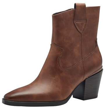 MARCO TOZZI stivaletti da donna con tacco e design a punta in stile cowboy color marrone (cognac) 40 EU