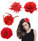 Lot de 4 barrettes à cheveux en forme de fleur pour femme - Élégantes broches à fleurs rouges pour mariage, Halloween, fête (rouge)