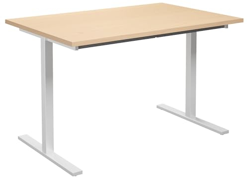 kaiserkraft | Mehrzwecktisch Duo-T | gerade Platte | HxT 740 x 800 mm | Breite 1200 mm | Birke | weiß
