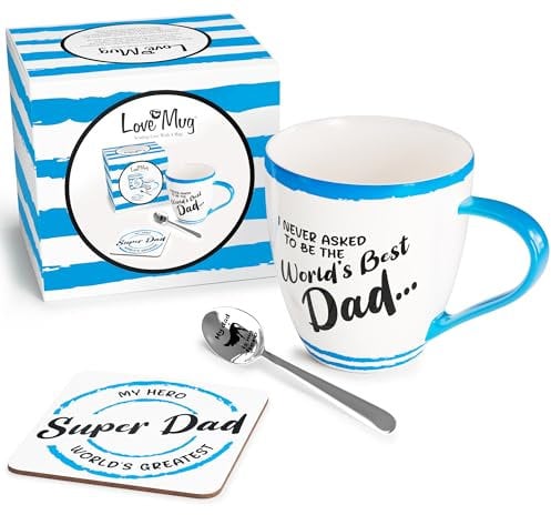Love Mug®: A Heartfelt Gift For Your Dad. Perfect For Fathers Day, Featuring A Large Mug With A Printed Message Inside, A Coaster And An Engraved Teaspoon. Beautifully Packaged. Award Winning Retailer