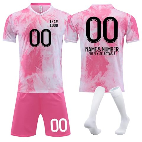 LILIHOT Personalisiertes Fußball Trikot,Em 2024 Fanartikel Trikot, Benutzerdefiniert Trikot Kinder/Erwachsene Unisex Fußballtrikot,Name Nummer Team Logo Anpassbar,Fußball T-Shirt Shorts & Socke Set