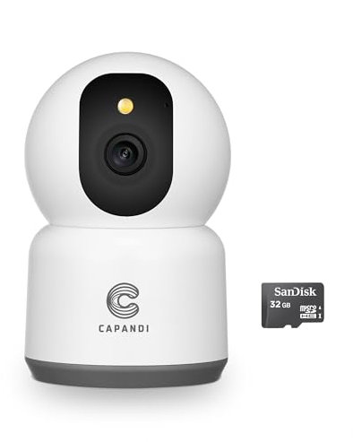 CAPANDI SriHome SH038 Pro,5MP,3K,5G,Camara Vigilancia WiFi Interior,1920P, QHD Visión Nocturna a Color,microSD 32GB Incluida,Negocio y Domicilio,Alarma,Audio Bidireccional,Anti Okupa,Control App