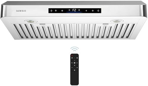 Iamsii 30 900 CFM Stainless Steel Under Cabinet Cooker Hood with 4 Speed Gesture Sensor, Touch Control/Remote Control with Filters