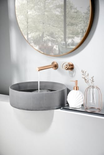 GALYON IMEX Grifo Empotrado Monomando Lavabo - SERIE OLIMPO Grifo de Latón Acabado en Oro Rosa Cepillado con Cuerpo Empotrado Directo a Pared, Diseño Moderno y Funcional.