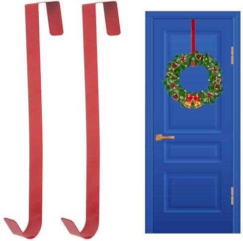 SHATCHI 2Pcs Christmas Wreath Door Hanger – 38cm Metal Front Door Wreath Holder Over Door Hook for Christmas Home Office Wall Wedding Hanging Decorations Wreaths