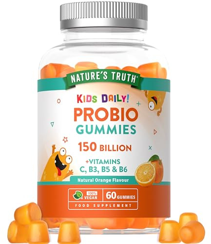 Biotic Gummies for Kids | Multi-Strain Biotic with Lactobacillus casei, Vitamins C, B3, B5 & B6 | Natural Orange Flavour | 60 Vegan Gummies | Nature's Truth