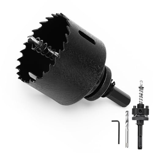 Scie cloche bi-métal de 60 mm avec tige SDS Plus et tige hexagonale - Couronne de forage pour bois, placoplâtre, métaux fins, plastiques