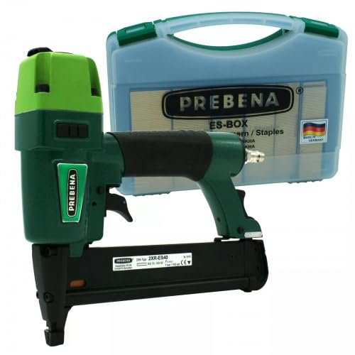 Prebena Starter Set Druckluftnagler 2XR ES40 mit ES Box 6000 Heftklammern KL-17