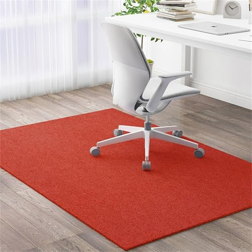 Surwin Bürostuhl Unterlage Teppich, Bodenschutzmatte für Bürostuhl Hartböden Parkett Laminat, Kratzfest rutschfest Bodenmatte Stuhlunterlage Bürostuhlunterlage (Rot,100x120cm)