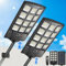 PEAKRO Lampadaire Solaire Exterieur 400W, 6000K Lumière Solaire Exterieur avec Télécommande, IP67 Étanche Spot Solaire Detecteur de Mouvement, Projecteur Solaire Puissant pour Rue, Jardin, Garage
