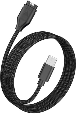 Oumida Cargador para Vivoactive 5 4 4S 3 3S, Vivomove 3/ 3S/ Luxe/Style, Cable de Nailon de Carga Rápida USB C 1M para Venu/Venu Sq/Venu 2 Plus/Venu 3/3S (Negro)