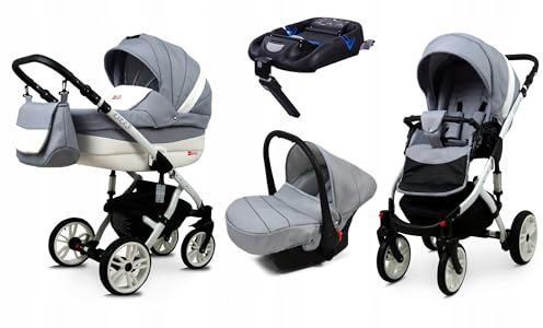 BabyLux® Kinderwagen Set 4 in 1 - Lilly - incl. Babywanne, Buggy Sportsitz, Auto-Babyschale - Autositz - Kinderwagenset - Kombikinderwagen mit Wickeltasche, Regenschutz usw.