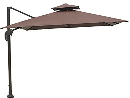 HUIBBGO Sombrillas de jardín para Exteriores, 270 cm, Color Madera, con Pilar Central, fácil Montaje, para Playa, Piscina, Patio, jardín.