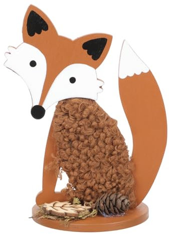 GALPADA Mini Holz Fuchs Dekofigur Rustikales Haustier Ornament für Erntedankfest Niedliches Design Hochwertige Handwerkskunst für Heimdekoration und