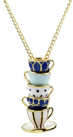 Jpltlvy Enamel Necklace Fashion Accessory Tea Coffee Cup Design Suitable for Sweater Gift
