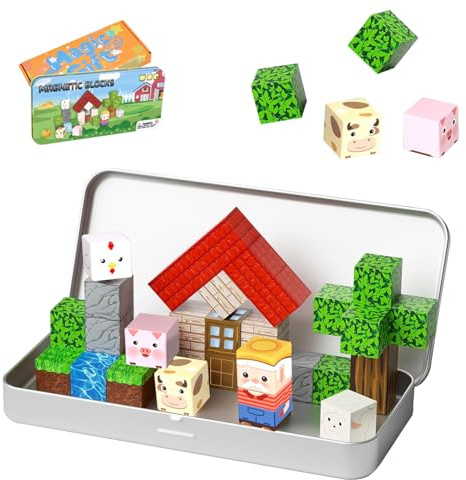 35 Pcs Travel Magnetic Tiles, Mini Building Blocks with Iron Box for Kids | Montessori Educational Toy, Safety Materials, Lightweight and Stackable, Easy to Carry, Gift for Ages 3+ Year Kids