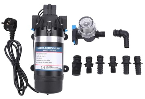 Eujgoov Pompe à Diaphragme électrique 160psi 5.1gpm Pompe Haute Pression pour la Pulvérisation Agricole Automobile Marine Yacht RV Automotive (Plug UE 220-230V 0,68a)