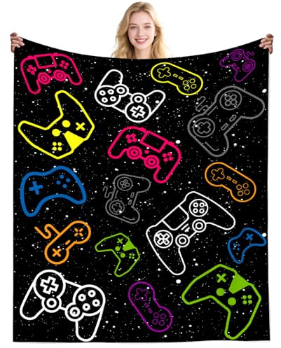 DikoGoGo Gaming Blankets for Boys Gamer Stuff Gaming Throw Blanket Plush Cute Funny Gamer Gifts for Boys Girls Kids Men Women Adults Room Decor 50X40INCH