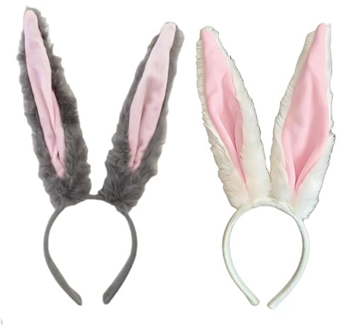 fshxj Hasenohren Haarreif,2 Pcs Hasenohren,Hasenkostüm Damen,Hasen Ohren Haarreif,Hase Rollenspiel Kostüm Accessoire,Für Ostern Karneval Party Cosplay Kostüm Maskerade Dekoration