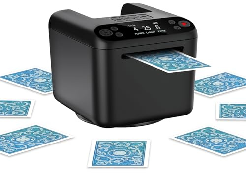 Zephviora Automatischer Kartensendemaschine 180°/360° Drehung für 1–3 Decks, Karten Austeiler für 2–12 Spieler, Wiederaufladbar, Extrem Leise für Poker, Blackjack, Texas Holdem, UNO