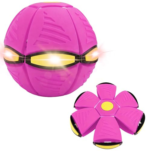 CutitiUU Magic Bouncing Ball,Magic Flying Saucer Bouncy Ball,Family and Pet Interactive Toys, Magic Flying Saucer, Magical Pop Up Metaball with 6 Light,Dual Form Freely Switchable (Pink)