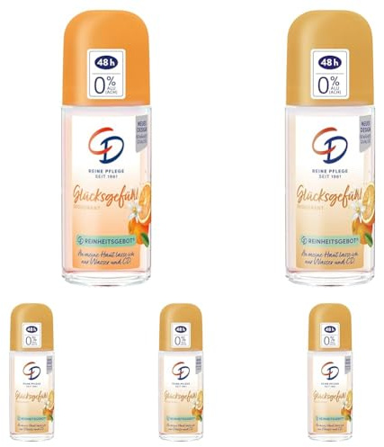 CD Deo Roll-On Glücksgefühl | Deodorant ohne Aluminiumsalze | langanhaltender Schutz für 48 h | für empfindliche Haut geeignet | vegane Körperpflege | 50 ml (Packung mit 5)