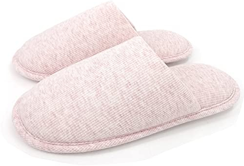 ofoot Pantofole antiscivolo da donna in cotone biologico, soffice memory foam lavabile per la camera estiva, suola in gomma(rosa,EU 37-38)