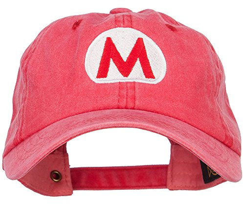 e4Hats.com Mario Luigi Wario Waluigi bestickte unstrukturierte Kappe – Rot OSFM