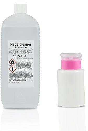 NAILS FACTORY | N&BF Nagel Cleaner Set 1000ml+Dispenser - 70% Isopropanol Alkohol isopropylalkohol – für Gelnägel – Nagelreiniger – kosmetisch rein zum Reinigen & Entfetten (Rosa 150ml)