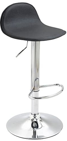 CLP Barhocker Lana V2 Mit Metallgestell Und Kunstlederbezug I Höhenverstellbarer Ergonomischer Barstuhl Mit Fußstütze Und Drehbarer Sitzfläche, Farbe:schwarz, Gestell Farbe:Chrom