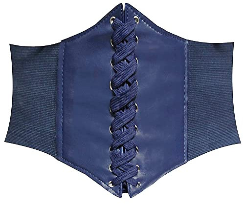 HANERDUN Damen elastischen Retro Gürtel Korsett mit Klettverschluss Taille Hüftgurt Vier Größen, Navy Blau, XL