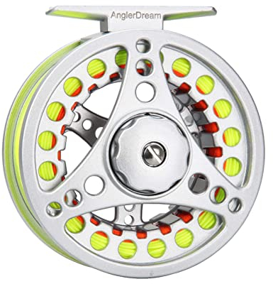 AnglerDream 1 2WT Fliegenrolle mit Schnur Combo große Dorn Aluminium Fliegenfischrollen