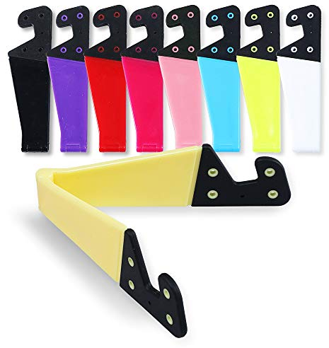 Handy-Ständer, Satz von 9 PCS Universal Faltbarer Taschenformat-Kunststoff V-förmiger Handy-Tischhalter, Faltbarer vertikaler und Landmaßstab für Tablet und Smartphones - 9 Farben