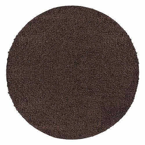 HomebyHome Teppich Rund Hochflor 120 cm Rund - Shaggy Teppich Wohnzimmer Braun Extra Weich und Flauschig - Langflor Teppiche für Schlafzimmer, Küche, Flur - Carpet, Halı, Kilim