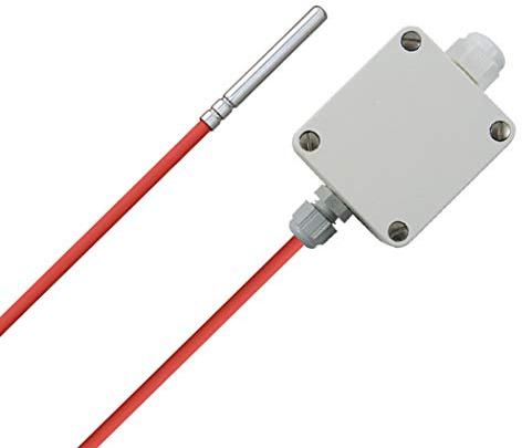 iOVEO 213HS02205 - PT1000 - Temperatur-Messumformer im Gehäuse mit Silikon-Anschlussleitung und Sensor PT1000, Ausgang Aktiv, Messbereich einstellbar, Temperaturfühler, 5 Meter Anschlussleitung