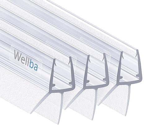 Wellba Guarnizione per porta della doccia (3 x 90 cm) per porte di vetro da 6 mm, 7 mm, 8 mm, guarnizione per doccia impermeabile o per box doccia con bordi in gomma perfettamente disposti