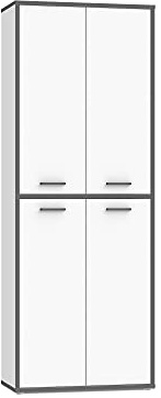moebel-eins Kalina Büroschrank V, Material Dekorspanplatte, Weiss/grau