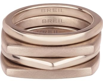 Breil, Collezione New Tetra, Set di 4 Anelli Donna in Acciaio IP Rose Lucido e Satinato Ideali da Indossare Insieme o Separatamente, Colore Rose, Misura 18, Gioielli Donna e Ragazza