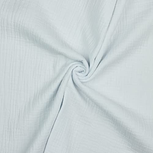 VmG-Store Double Gauze Musselin Stoff Tex zertifiziert Uni Meterware über 40 Farben 100% Baumwolle (004 I Weiß, 50 x 135cm)