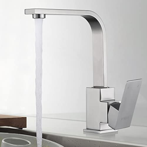 iVIGA rubinetto cucina, miscelatore lavabo girevole 360° Miscelatore cucina in acciaio inox con 2 tubi, miscelatore, lavabo con cartuccia in ceramica adatto per bagno, cucina, casa mobile