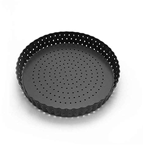 QOTSTEOS perforierte Pizza-Pfanne, Karbonstahl, multifunktional, antihaftbeschichtet, Pizzablech (Größe: 20 cm, für Zuhause, Küche, Ofen)