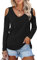Beluring Women's Cold Shoulder Tops Curved Hem Shirts Long Sleeved T-Shirt Black Size 12 14