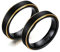 Daesar Eheringe Paar Wolframcarbid, Trauringe mit Wunschgravur Partnerringe für Sie und Ihn, 5MM Schwarz Matt Ringe mit Gold Band Damen Gr.60 (19.1) & Herren Gr.62 (19.7)