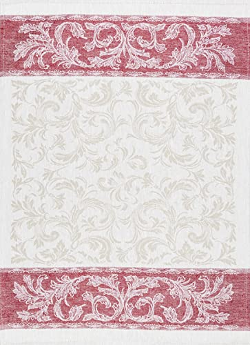 KRACHT Geschirrtuch Jacquard Halbleinen Paisley Rot 50x70 cm