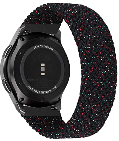 MroTech Bracelet 22mm Elastiques Tressée Compatible avec Samsung Gear S3 Frontier/Galaxy Watch 3 45mm/Galaxy Watch 46mm Bande de Remplacement pour Huawei Watch GT/GT2/Pro/2e 46mm Loop-étoile Noire/M